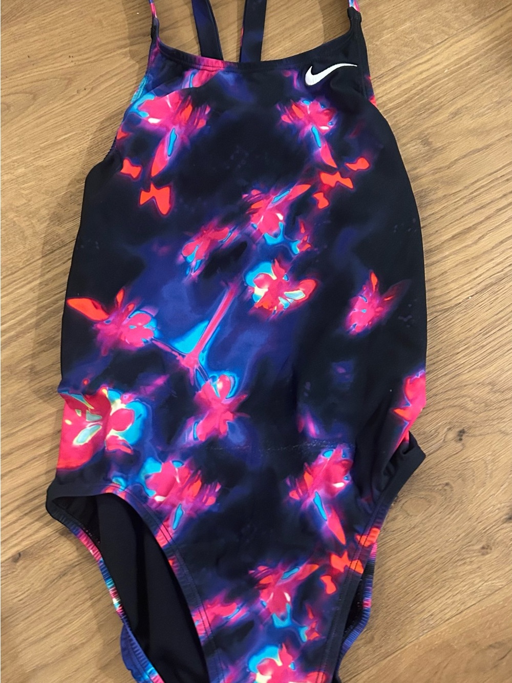 New with Tags Nike Black One-Piece Swimsuit with Neon Floral Print